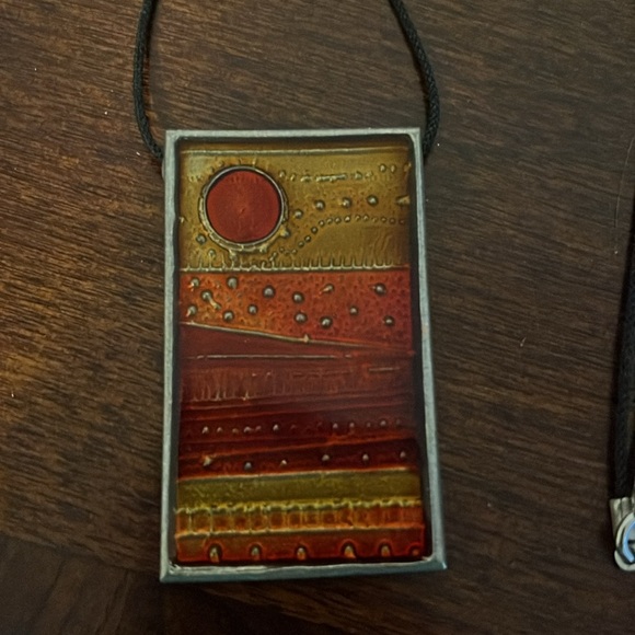 Handcrafted Earth Tones Pendant with Leather Necklace - Picture 2 of 4
